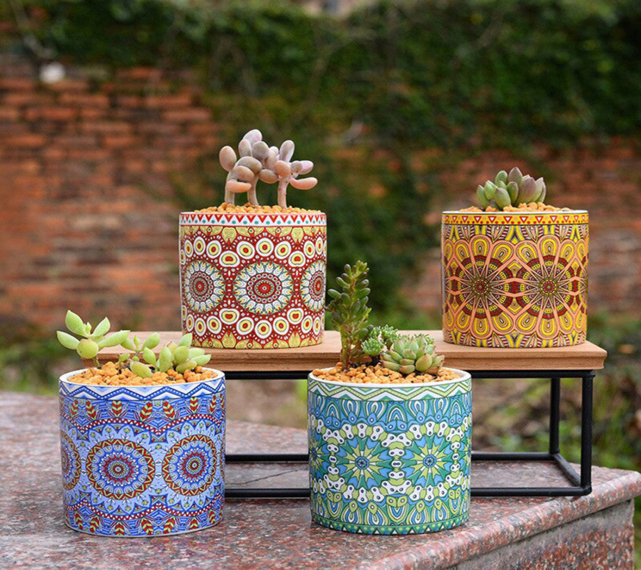 Mandala Geometric Design - Ceramic Flower Pot ( styles) Mandala Geometric Design - Ceramic Flower Pot ( styles)